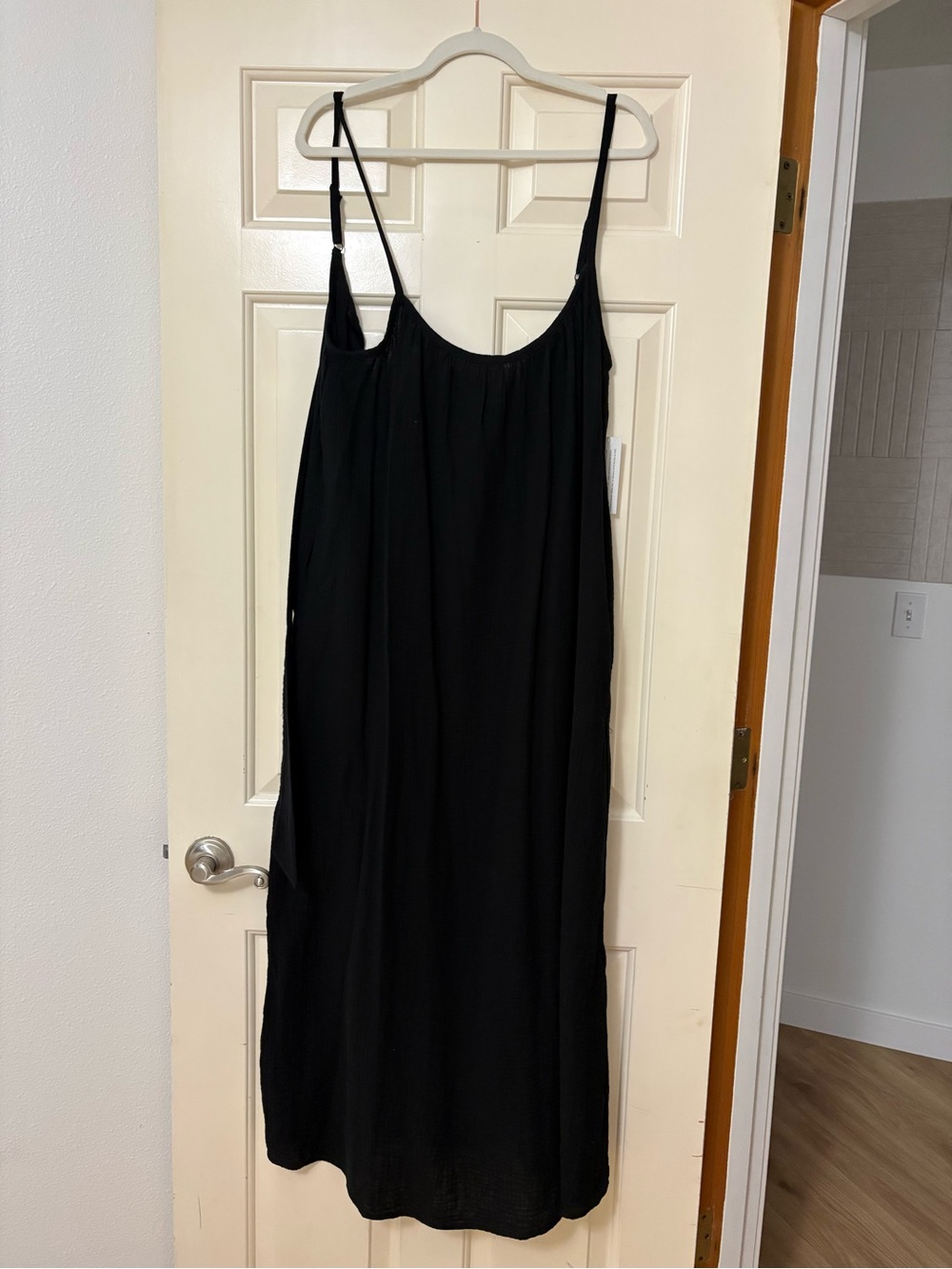 Sol Angeles Black Maxi Slip Dress with Spaghetti Straps